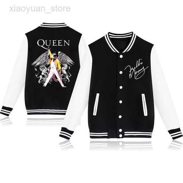 

men's jackets baseball uniform freddie mercury print men's jacket winter fleece black clothes streetwear hkd230710, Black;brown