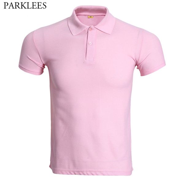 

mens polos fashion pink short sleeve polo shirt men summer solid color work homme slim fit breathable para hombre 230710, White;black
