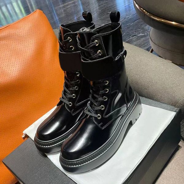 

black leather motorcycle boots metal buckle decoration flat desert boot patent leather lace up zip ankle boots fashion lady combat boot luxu