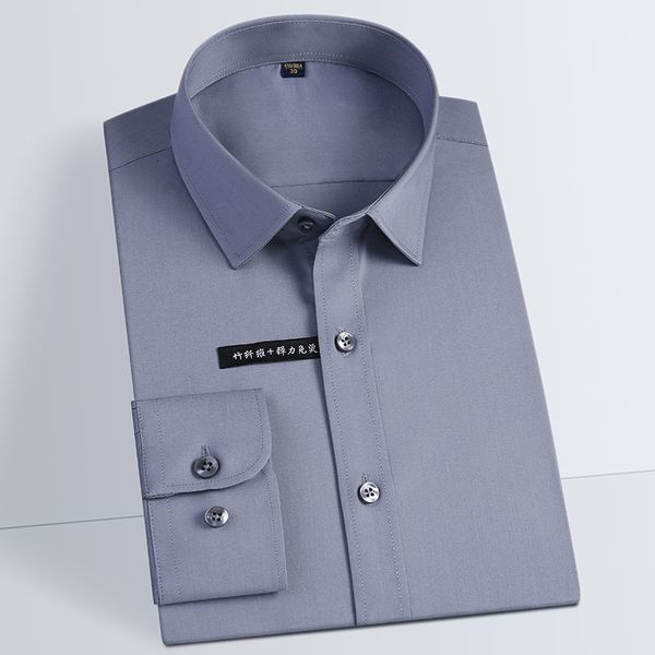 

men's dress shirts men's classic long sleeve solid basic dress shirt pocket-less design regular-fit non-iron bamboo fiber business, White;black
