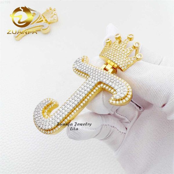 

custom new design 925 silver hip hop letter name vvs moissanite diamond initial necklace iced out pendant