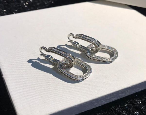 

fashion silver color full rhinestone chain dangle earrings luxury designer eardrop ins personality earrings for women lady wedding5751193