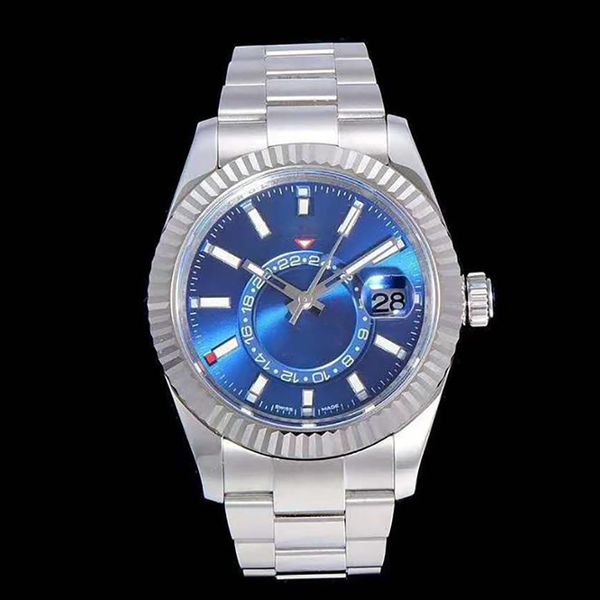 

twfactory many colour men's 9001 automatic wristwatches gold dual time zone watch men r326938 sky dweller gmt sapphire glass crystal r3, Slivery;brown