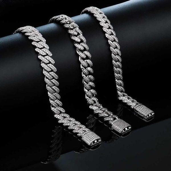 

8mm/10mm/12mm /14mm miami cuban link chain 925 silver moissanite iced out cuban bracelet