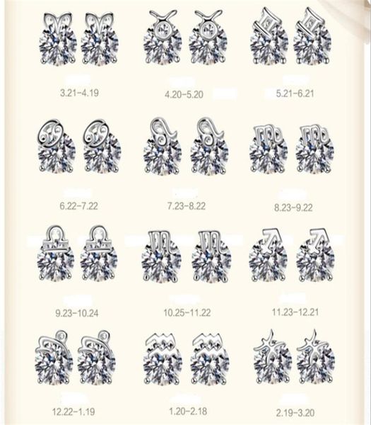 

fashion creative jewelry friend12 constellation copper alloy diamond earrings designer hiphop halloween gift earrings female8198519, Golden;silver