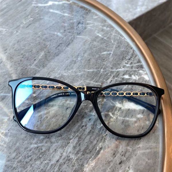 

sunglasses 2023 new netizens can match the same small fragrance chain eyewear frame with sheepskin woven ch3408 optical lens legs, White;black
