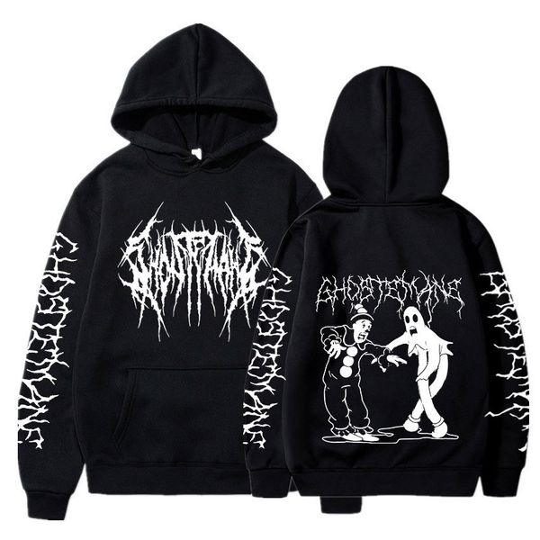 

mens hoodies sweatshirts ghostemane double sided print hoodie sweatshirt fashion hip hop metal rock tracksuit streetwear 230710, Black