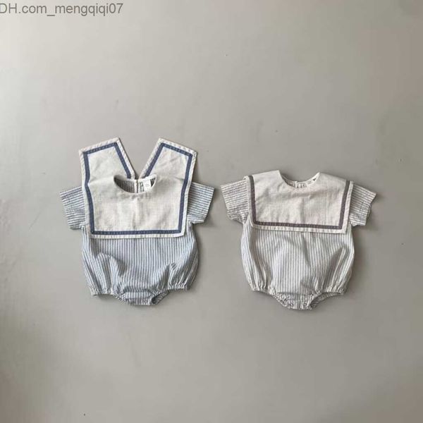 

rompers summer 2017 new baby girls' short sleeve sailor collar skin-tight garment newborn infant bodysuit baby navy collar 0-24m z23071, Blue
