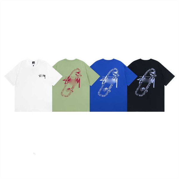 

2023 summer mens t-shirts stussys shirt classic letter short sleeve womens summer european american fashion hip hop skate printed cotton loo, White;black