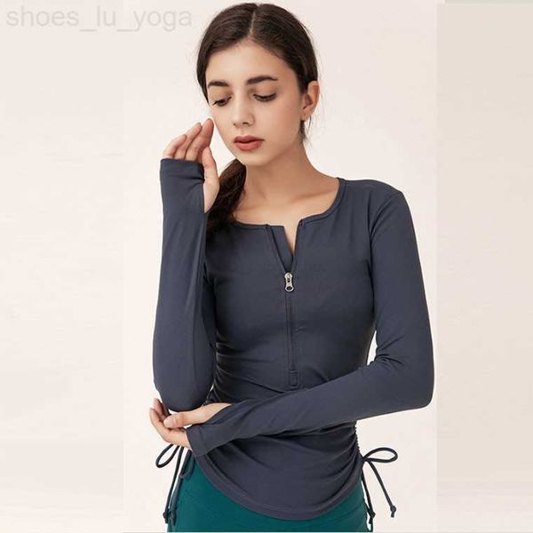 

ll women yoga shirt girls shrits running zipper long sleeve ladies casual outfits sportswear gym fitness wear shirt