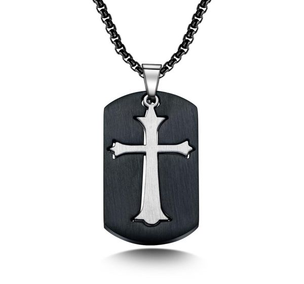 

cross necklace pendant for men stainless steel titanium sliver square cards men jewelry necklace for mens gifts1501772, Silver