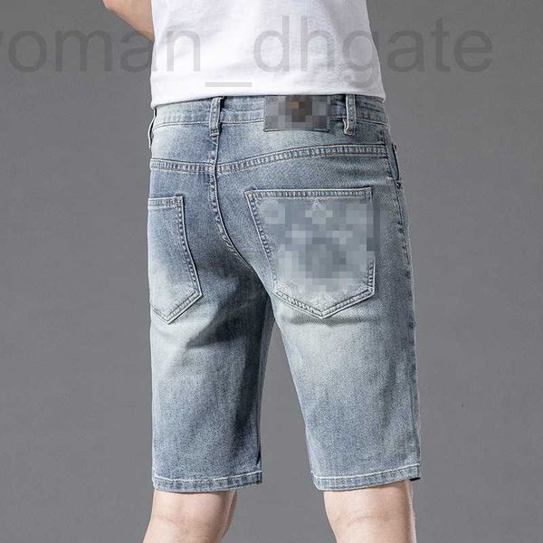 

men's jeans designer summer thin quarter denim men's high-end pants slim fitting stretch gray brand youth oois, Blue