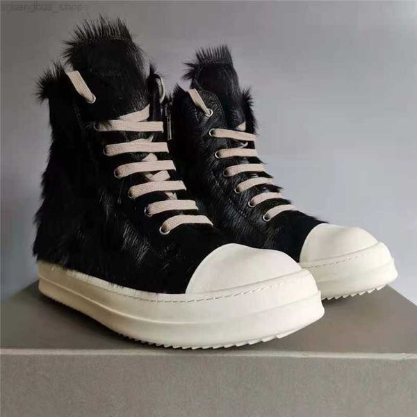 

comfortable men ro boots genuine leather high street fashion shoes wind thick with fur man short boots, Black