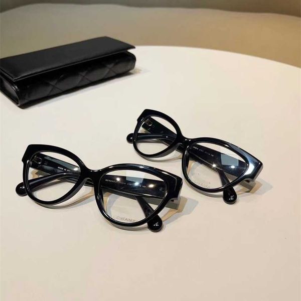 

sunglasses 2023 new xiaoxiang butterfly shaped cat's camellia flower black love pearl flat light eye frame ch3436, White;black