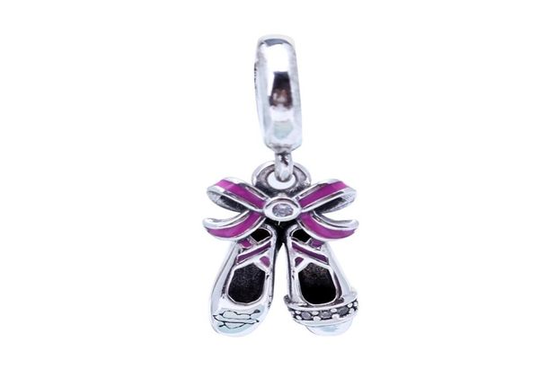 

new 100 real 925 sterling silver beads punk ballerina shoes dangle charm for women diy jewelry making fits european charm bracele3134526, Black