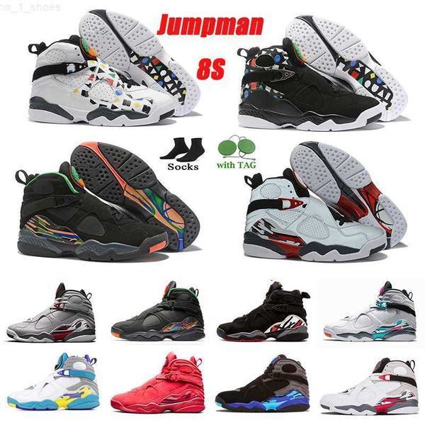 

8 8s mens basketball shoes sneakers white valentine's peat south beach raid aqua chrome 3m reflective multi-color men outdoor trainers, Black