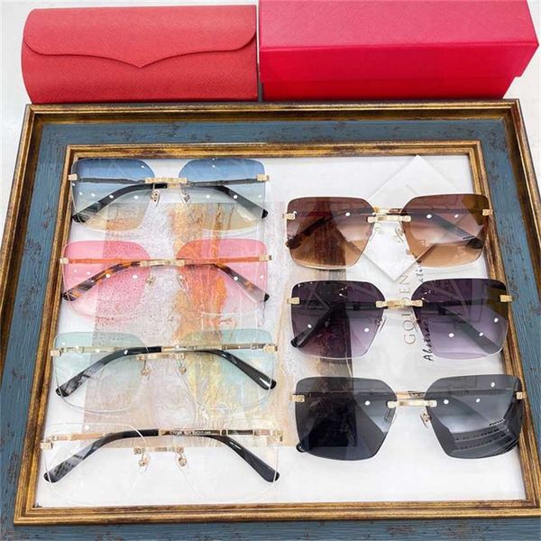 

2023 new types of kajia personalized frameless gradient sunglasses chaoins net red sunglasses women ct0386, White;black
