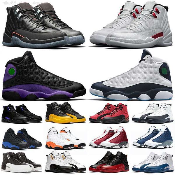 

men basketball shoes 12s 13s utility twist lagoon pulse dark powder blue court purple concord reverse bred flu game red flint mens trainers, Black