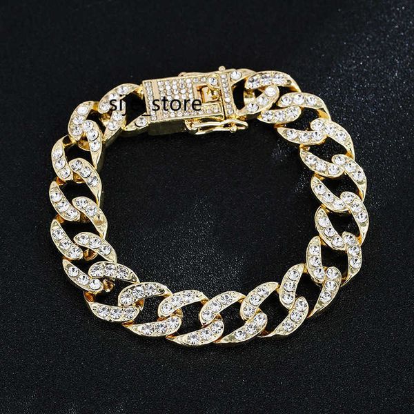 

popular hip-hop accessories trendy fashion full diamond cuban chain necklace men's nightclub dance accessories, Black