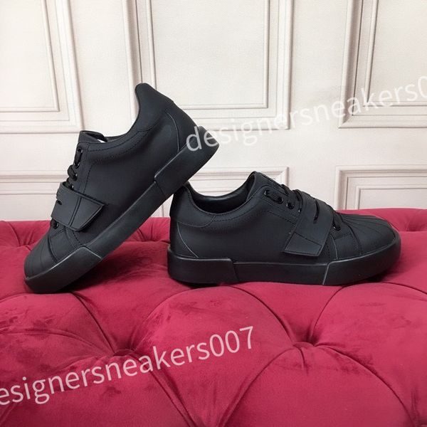 

2023 new luxury famous runner brand calfskin sneakers shoes for men walking design rubber sole outdoor sports trainers 35-45 hc210804, Black