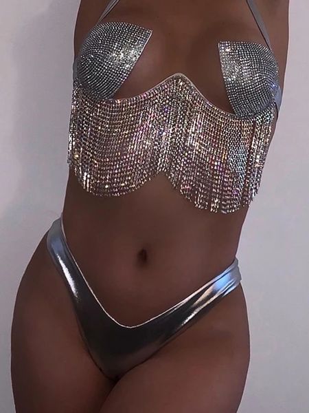 

women's swimwear women's swimwear bikinis sets swimsuit women summer beach push up padded glitter diamond bikini set outfits 23070, White;black