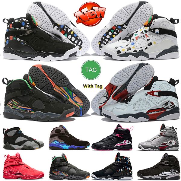 

jumpman 8 8s basketball shoes white aqua bordeaux countdown pack reflective three peat valentines day south beach turbo green pinksicle spor, Black