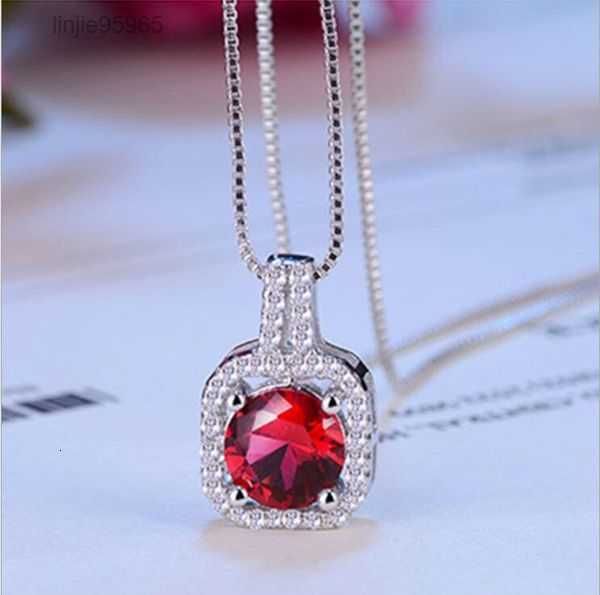 

fashion simple jewelry 925 sterling silver round cut 5a cubic zirconia cz party clavicle chain women cute necklace pendant gift 31111111