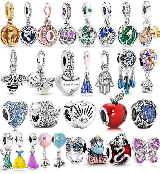 

100% 925 sterling silver pendant mermaid dangle charm fit bracelet zircon beads diy jewelry accessories making for women8250303, Bronze;silver