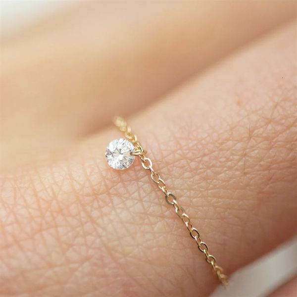 

with side stones real 14k gold filled zircon rings dainty knuckle boho jewelry ring for women tarnish resistant hypoallergenic 230710, Silver