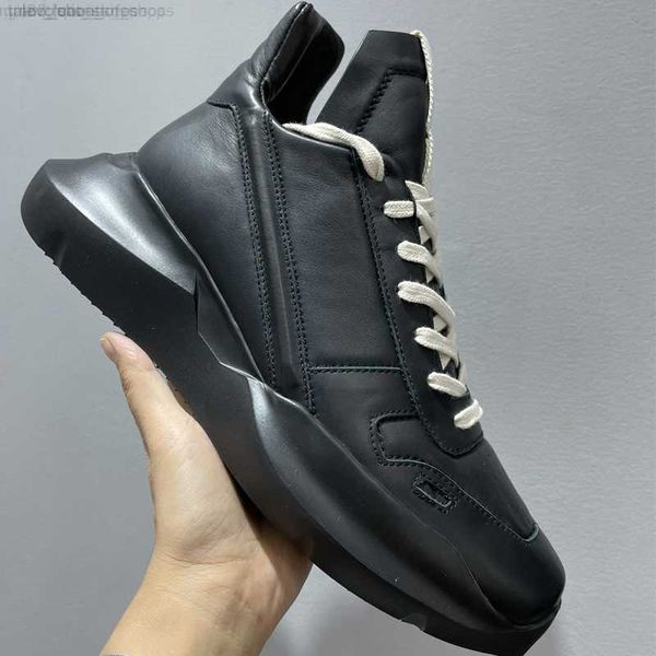 

hop hip rick men sneakers genuine leather men's sports shoes women boots owens women's sneaker streetwear rubber walking shoes, Black