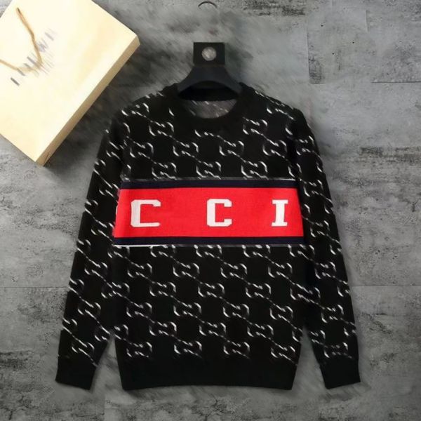 

men's sweaters man woman knit sweater crew neck long sleeve mens fashion designer letters printing autumn winter clothes slim fit pullo, White;black