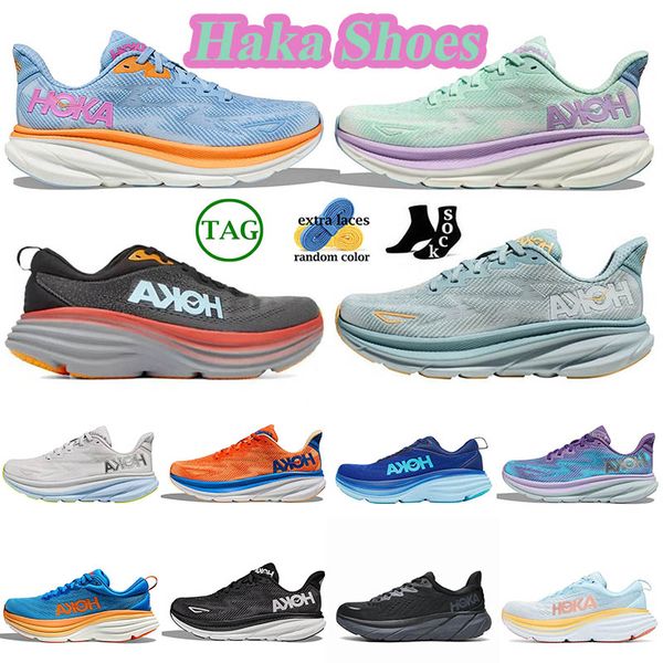

2023 hoka one one clifton 8 9 casual shoes hokas bondi 8 white black coastal sky vibrant orange shifting sand airy carbon x 2 sneakers women