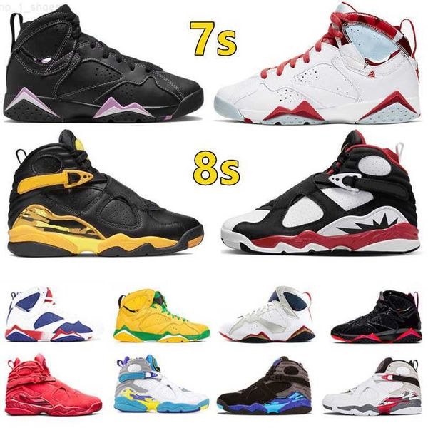 

jumpman 7 8 men basketball shoes 7s citrus bordeaux z mist patent leather barely grape 8s paprika taxi aqua raid south beach peat mens train, Black