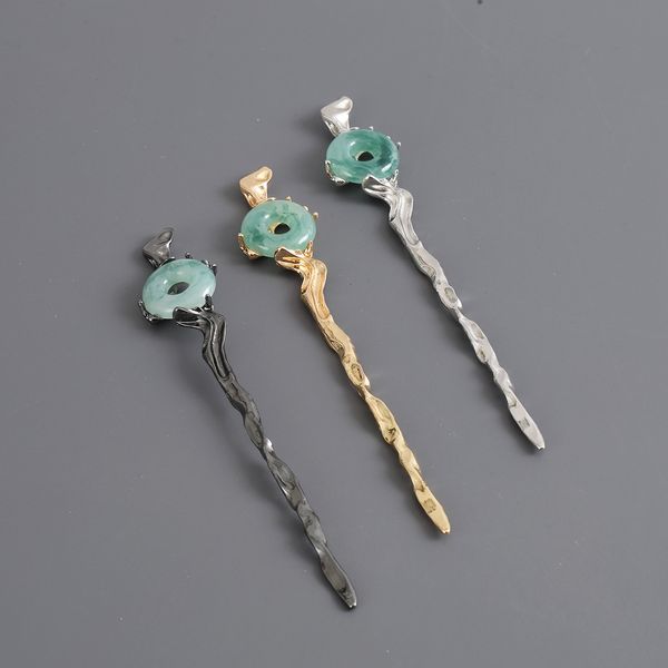 

fashion vintage natural jade hair pins wholesale hair makeup accessories tools creative engagement anniversary hair clip sticks, Black;brown