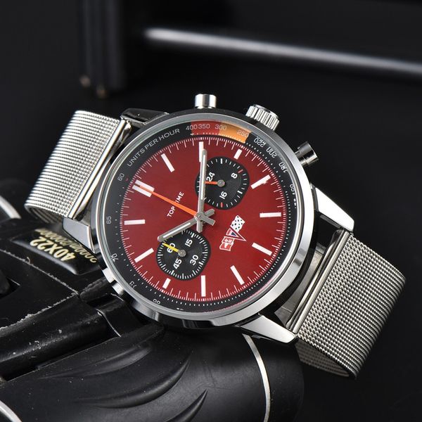 

wristwatches for men 2023 new mens watches five stitches all dial work quartz watch luxury brand chronograph clock steel and leather belt fa, Slivery;brown