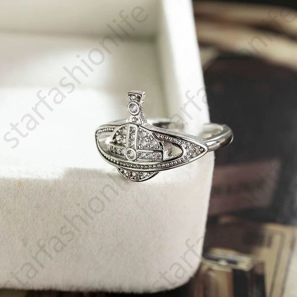 

saturn ring women niche design micro zirconia ring vintage open ring designer fashion explosion, Golden;silver
