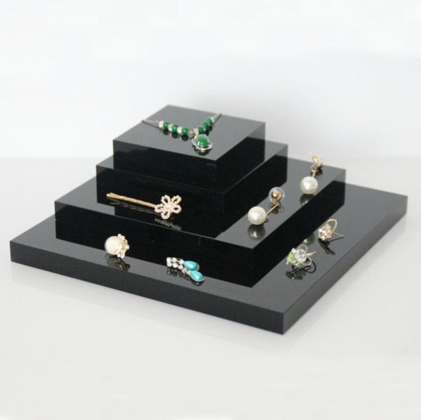 

black jewelry display riser square block stand thick acrylic boutique shop showcase counter multipurpose jewellery displays 3616329