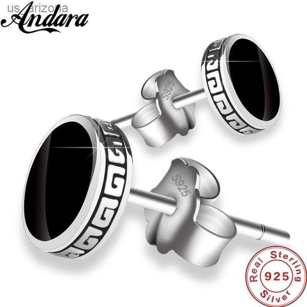 

personalized 925 silver earrings men's single earrings street punk hip-hop jewelry l230620, Golden;silver