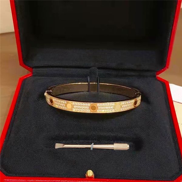 

womens bracelet gold screw bangle double row diamond luxury jewelry width 5mm hidden inlay process high fade resistant bracelets designer fo, Black