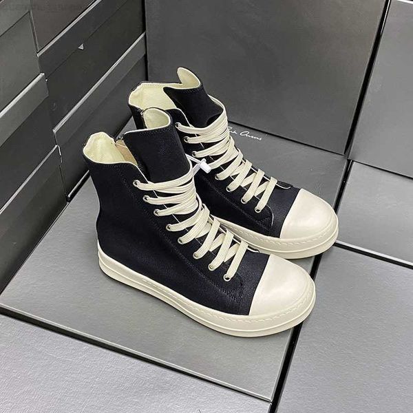 

rick shoes pink high women's espadriles zipper ro owens skates for men size 36-47, Black