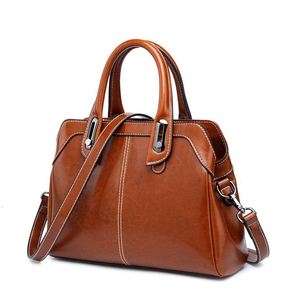 

evening bags genuine leather women handbag handle shoulder cross body bag fashion oil wax cowhide purses and handbags messenger tote 230710