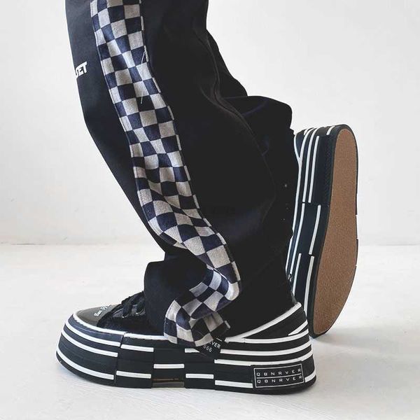 

xvessel vanness wu vesel thick soled beggar canvas shoes for male lovers pure black ins board shoes handsome small white shoes