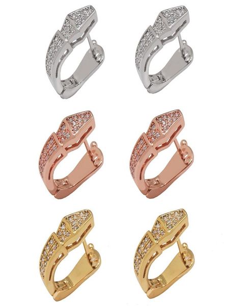 

fashion exquisite titanium steel love earrings jewelry snake type women earrings gold silver whole crystal earrings jewelry wholes5090852, Golden;silver