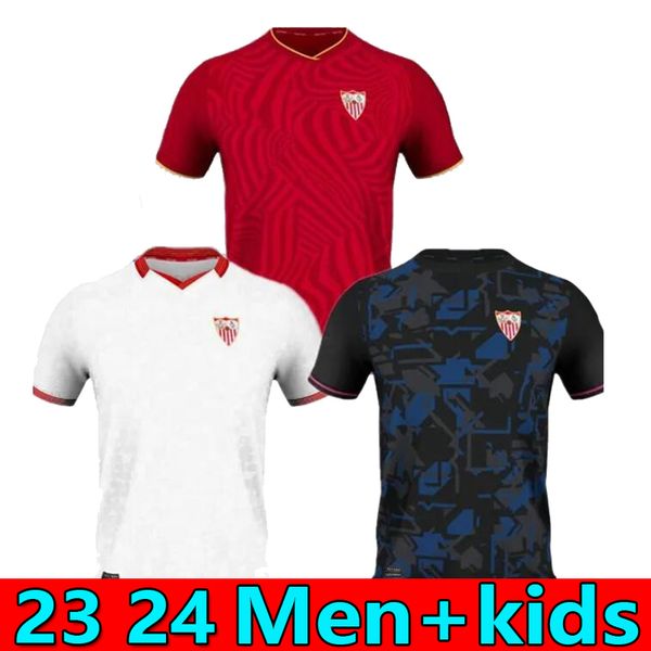 

seville 2023 2024 sevillas soccer jerseys final .ocampos suso jong maillot gudelj k.rekik tecatito munir rafa men kids kit 22 23 24 footbal, Black;yellow