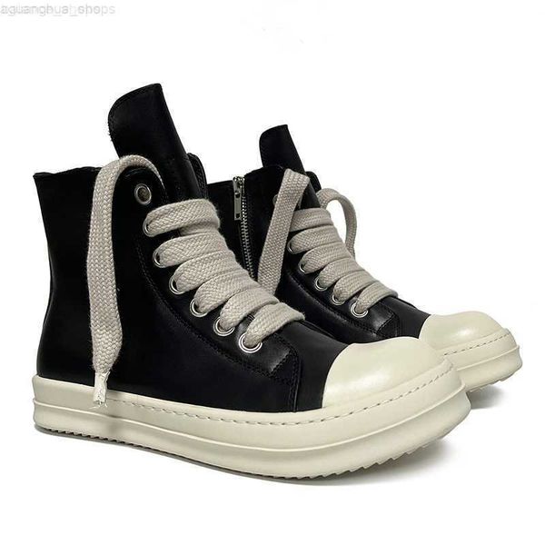 

ro low sports single shoe leather casual men's women's versatile thick sole shallow five hole wide lace up rubber raised board sho, Black