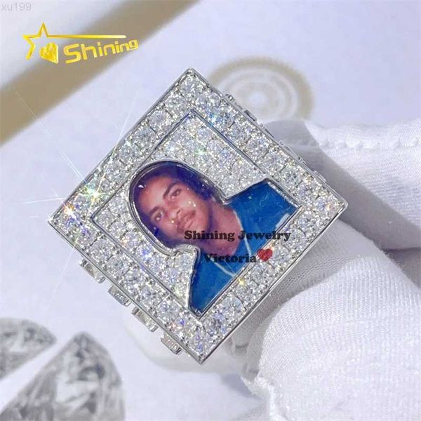

hand setting custom made gra certificated 925 sterling silver vvs iced out moissanite custom ring with picture