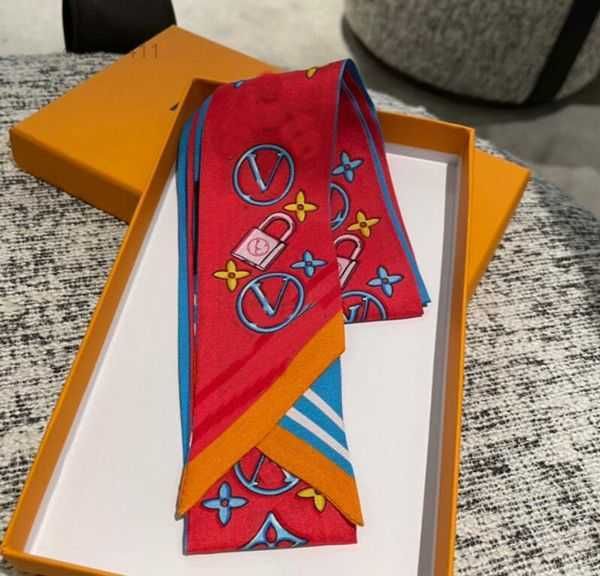 

20style designer letters print floral silk scarf headband fashion long handle bag paris shoulder tote luggage ribbon head wrap mixed aek0, Blue;gray