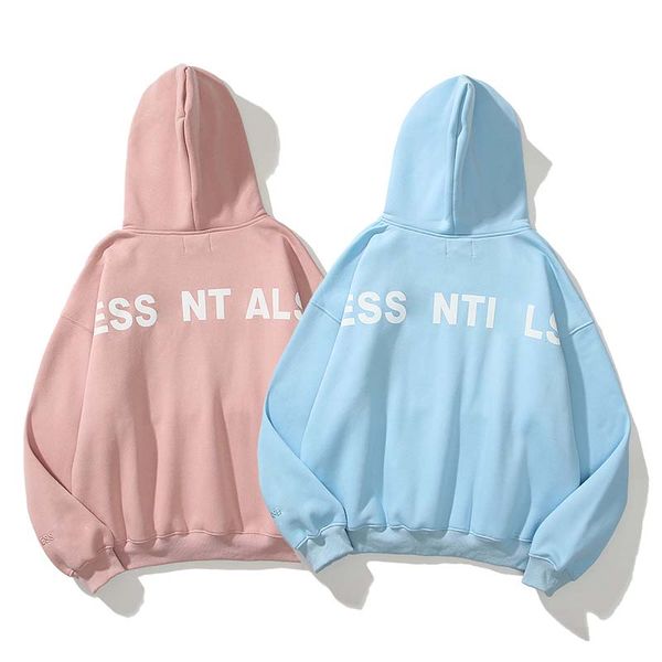 

ess hoodie men's women's warm designer reflective fashion streetwear pullover sweater loose hooded, Black
