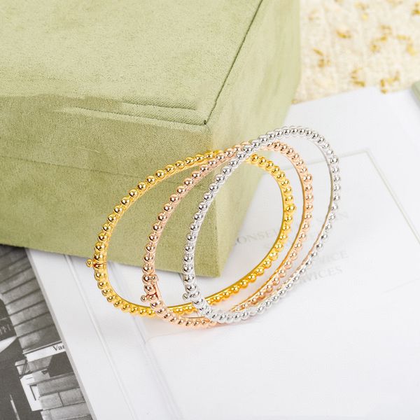 

designer bracelets women men narrow version titanium steel bracelets millet bead bracelet gold silver rose fashion bracelet luxury jewelry w, Black