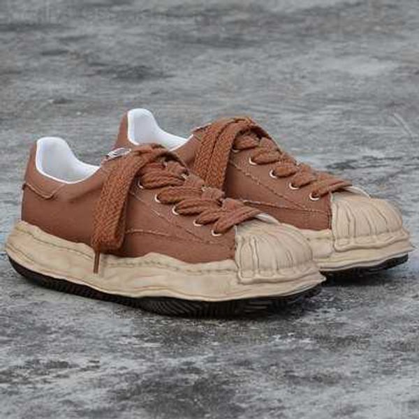 

mmy shoes maison mihara yasuhiro shell toe dissolved shoes women's embroidery made old thick sole canvas board shoes, Black